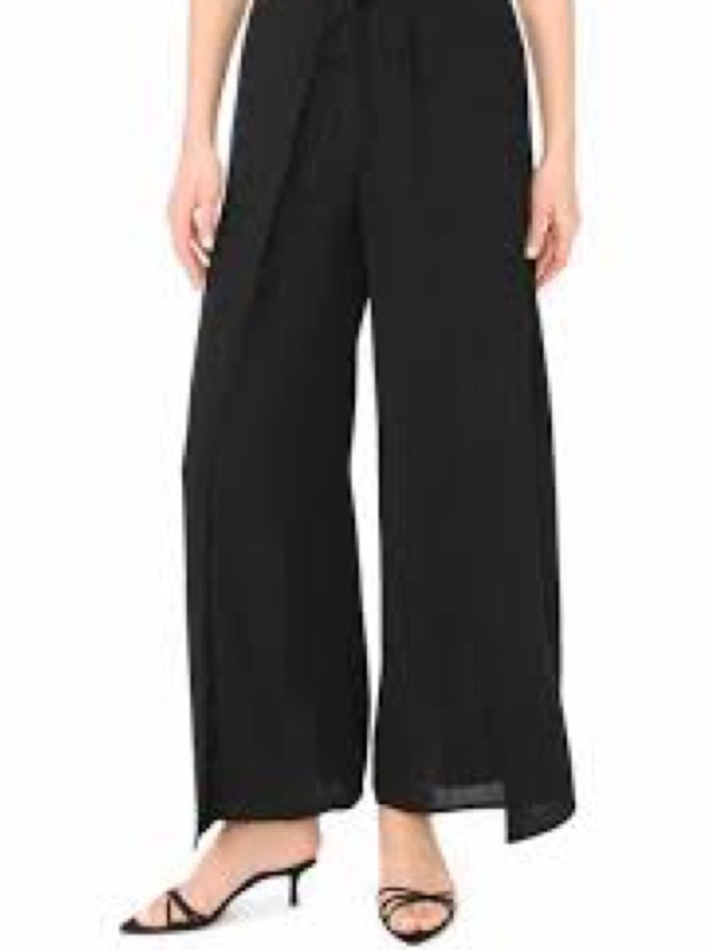 Marc New York Black Wide-Leg High Waist Tie Pants